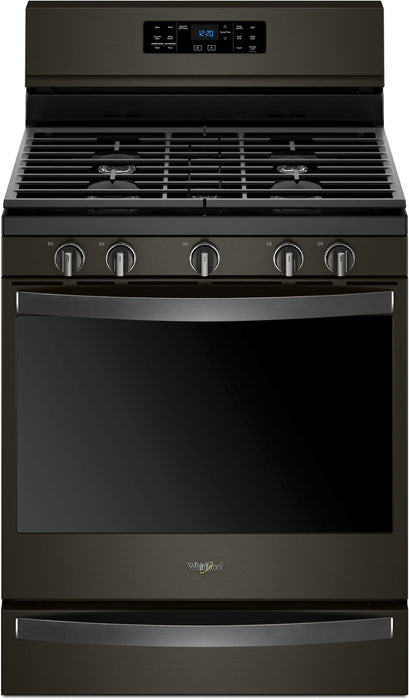 Whirlpool� 30" Fingerprint Resistant Black Stainless Steel Freestanding Gas Range
