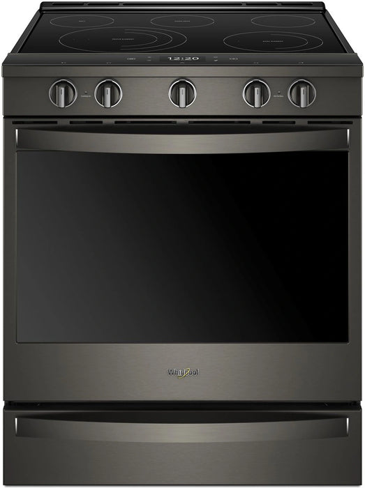 Whirlpool� 30" Fingerprint Resistant Black Stainless Steel Smart Slide-In Electric Range