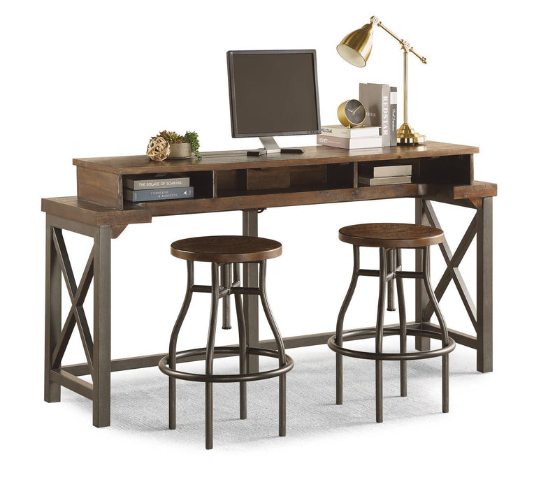 Flexsteel Carpenter Work Console in Rustic Brown