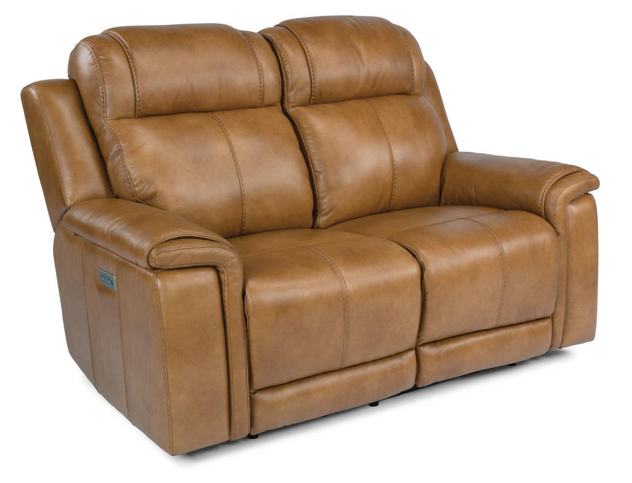 Flexsteel Latitudes Kingsley Leather Power Reclining Loveseat w/Power Headrests