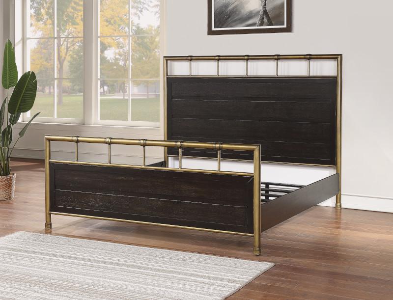 Flexsteel Wynwood Cologne King Metal Panel Bed in Dark Brown