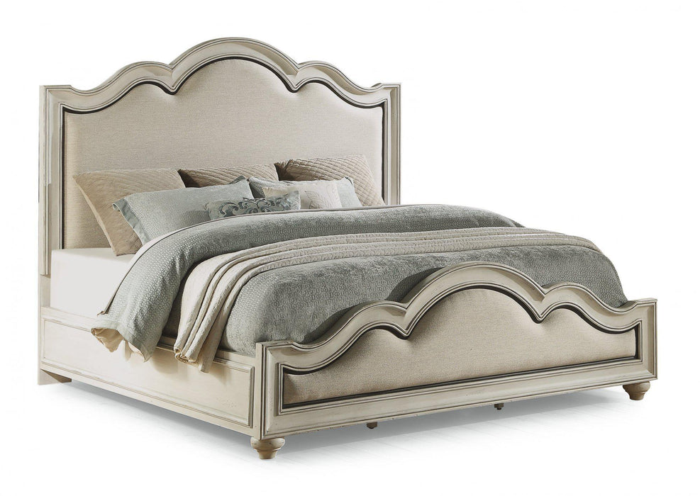 Flexsteel Wynwood Harmony King Upholstered Panel Bed in White Wood
