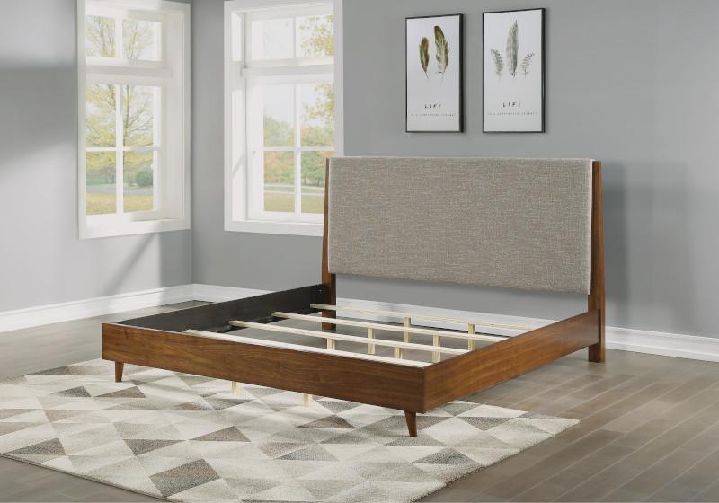 Flexsteel Wynwood Ludwig Upholstered Full Platform Bed in Medium Brown