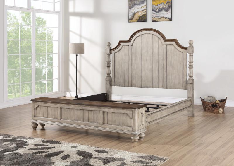 Flexsteel Wynwood Plymouth Queen Poster Storage Bed in Whitewash Wood