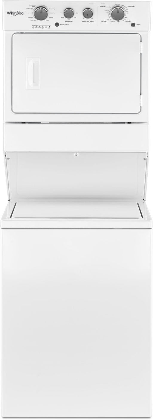 Whirlpool� 3.5 Cu. Ft. Washer, 5.9 Cu. Ft. Dryer White Electric Long Vent Stacked Laundry image