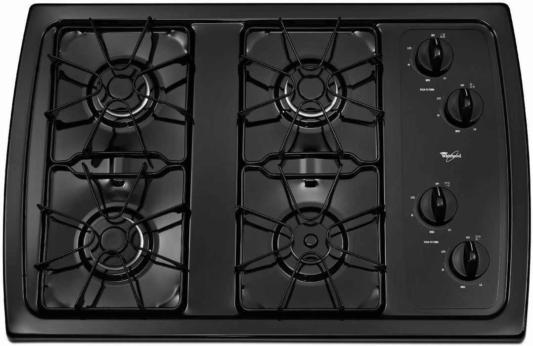 Whirlpool� 30" Black Gas Cooktop